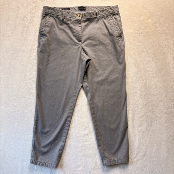 Talbots Pants Women Sz 12 Petite Gray Relaxed Chino‎ Cropped Casual Everyday - Picture 1 of 9